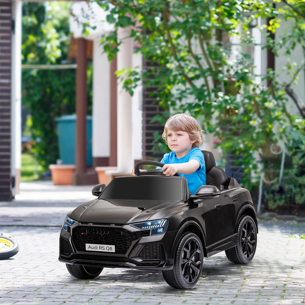 HOMCOM Mașină Electrică pentru Copii Audi RS Q8, 6V, 2 Motoare, Telecomandă, PP, 101x62x51 cm, Negru | Aosom Romania