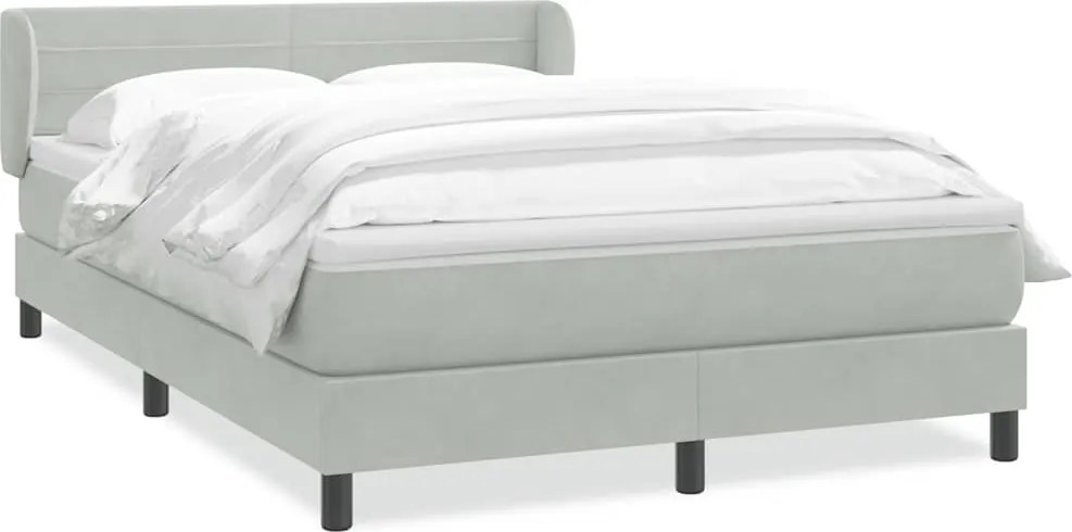 vidaXL Pat box spring cu saltea, gri deschis, 160x220 cm, catifea