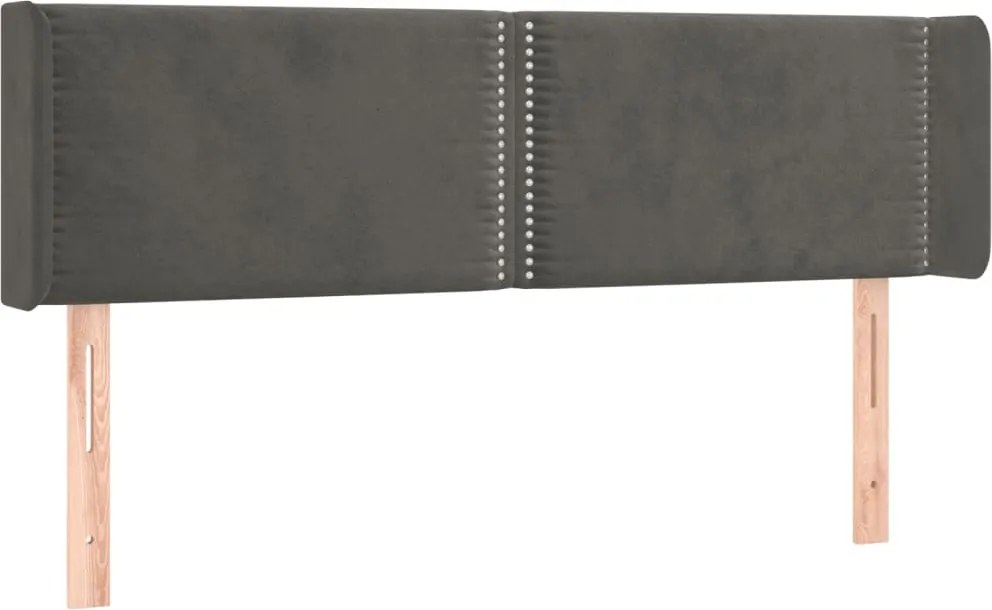 vidaXL Tăblie de pat cu aripioare gri închis 147x16x78/88 cm catifea