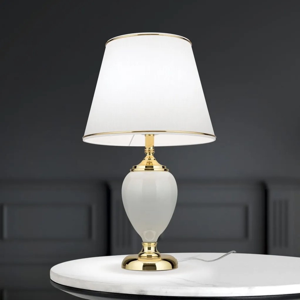 Veioza/Lampa de masa design elegant OVUM alb/auriu
