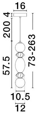 Pendul LED decorativ ceramic gri, alb, PALLINA