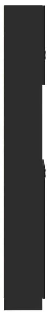 Dulap de baie, negru, 32x25,5x190 cm, PAL Negru, 1