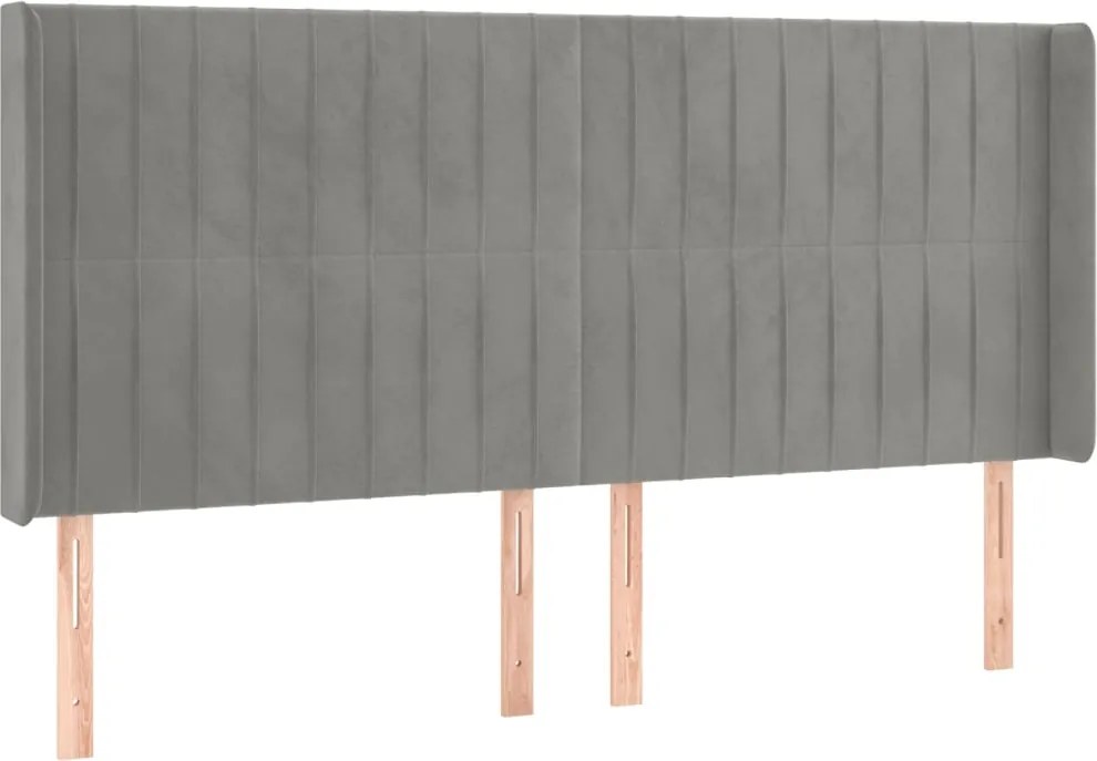 vidaXL Tăblie de pat cu aripioare gri deschis 203x16x118/128cm catifea