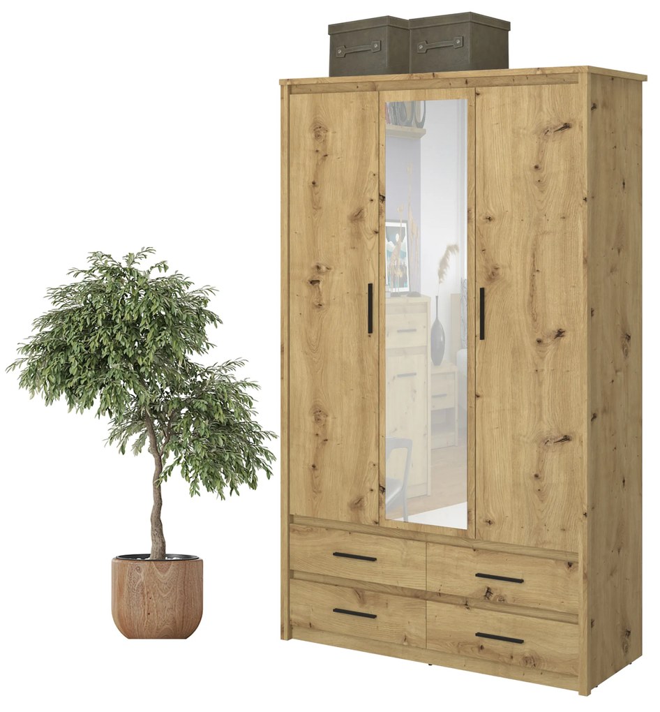 Dulap de haine Andra 3D4S (Stejar artisan). 1052751