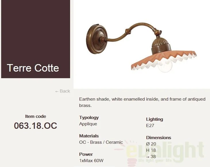 Aplica design rustic realizata manual Terrecotte 063.18.OC