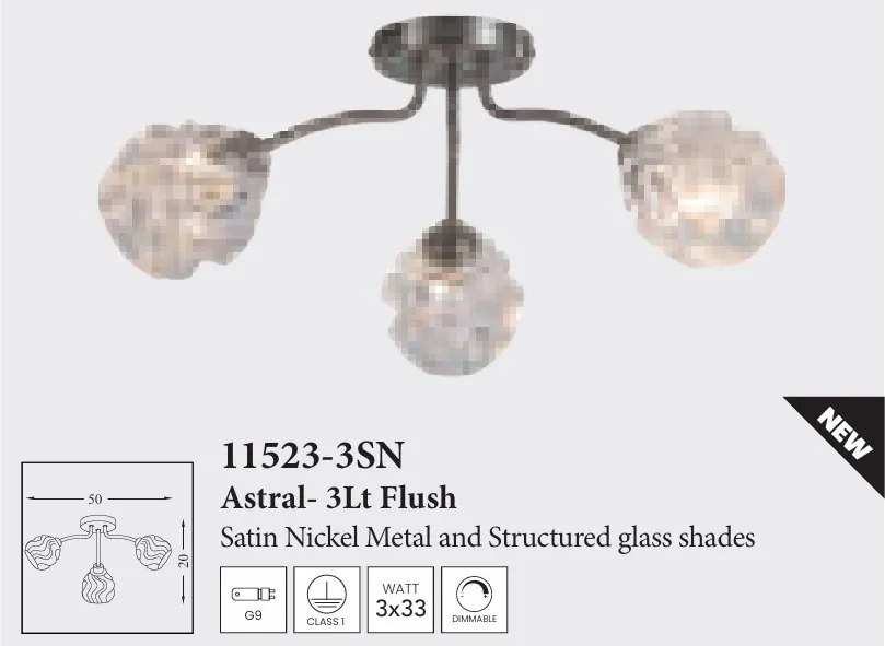 Lustra aplicata 3 becuri metal nickel satinat Astral