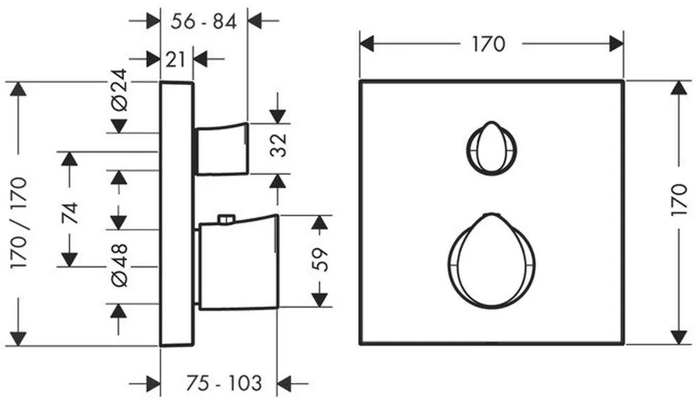 Baterie termostatata incastrata cu divertor, crom