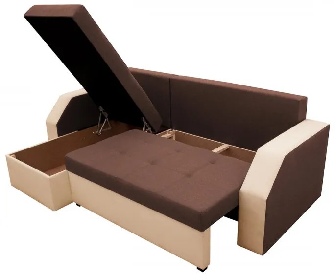 Coltar extensibil Madrid, 226x145x79 cm, 2 lazi depozitare, Reversibil, Maro/Bej