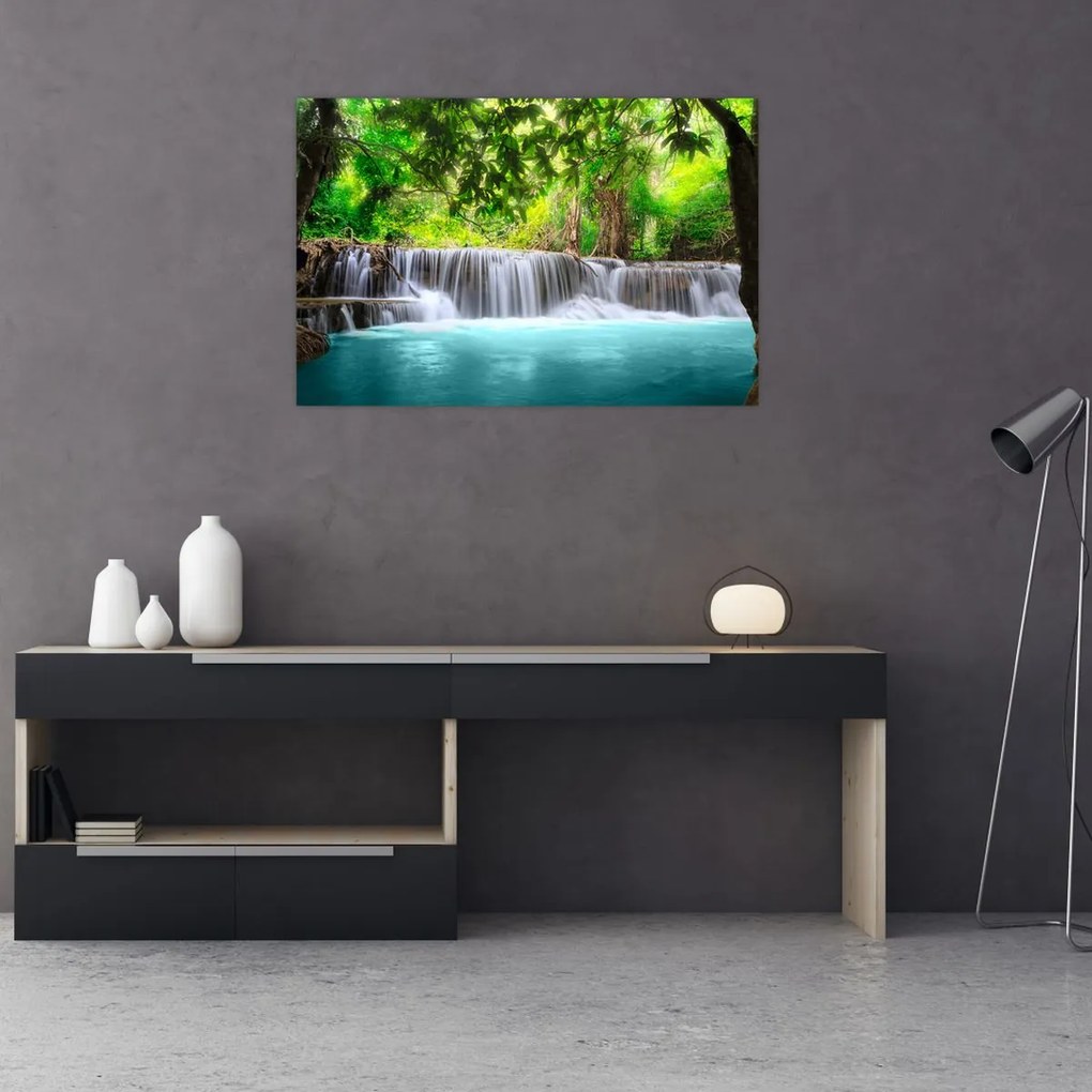Tablou - Cascadă, turcoaz (90x60 cm)