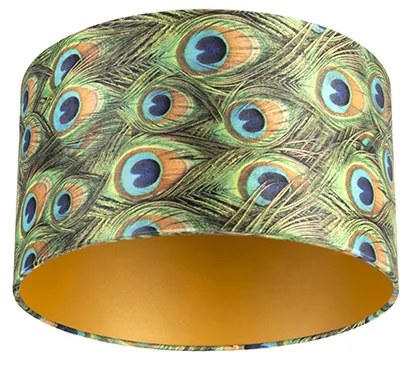 Abajur din catifea cu design de păun 35/35/20 cu interior auriu