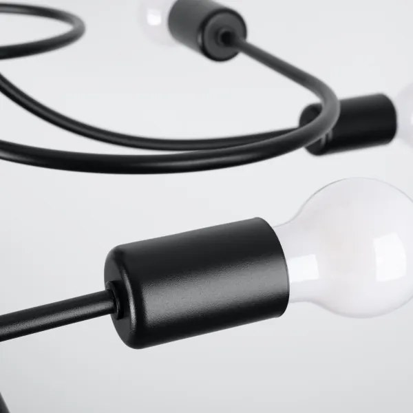 Lustră pe tijă Sollux SL.1457 LEVAR 8xE27/15W/230V negru