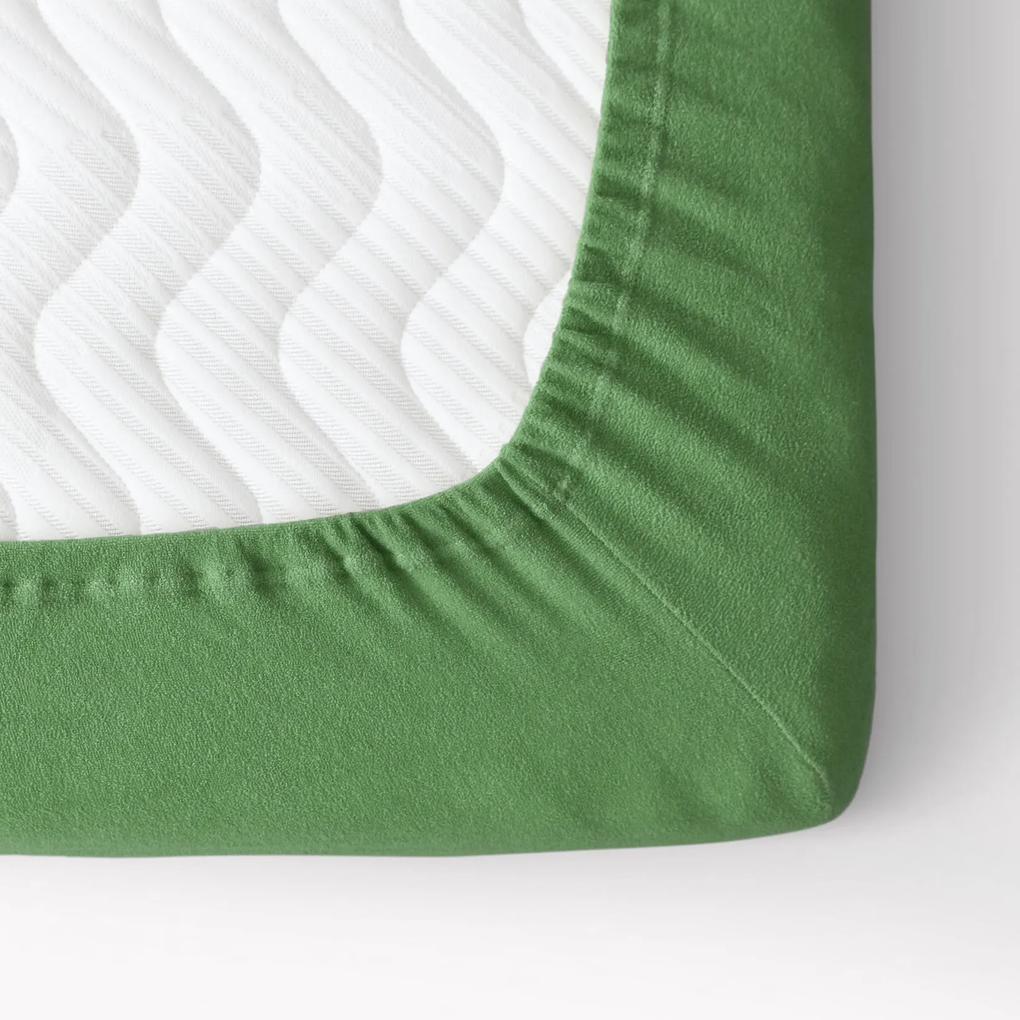 Goldea cearceafuri de pat din terry cu elastic - verde închis 160 x 200 cm