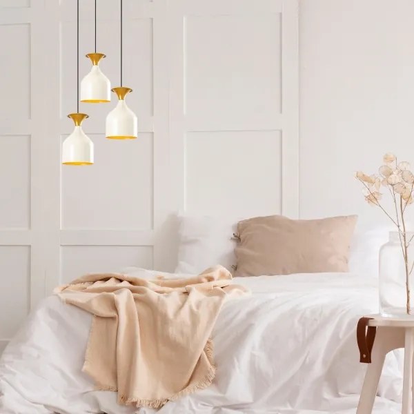 Candelabru suspendat pe cablu SIVANI 3xE27/40W/230V alb/cupru