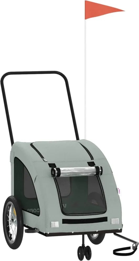 vidaXL Remorcă de bicicletă animale companie, gri, textil oxford/fier
