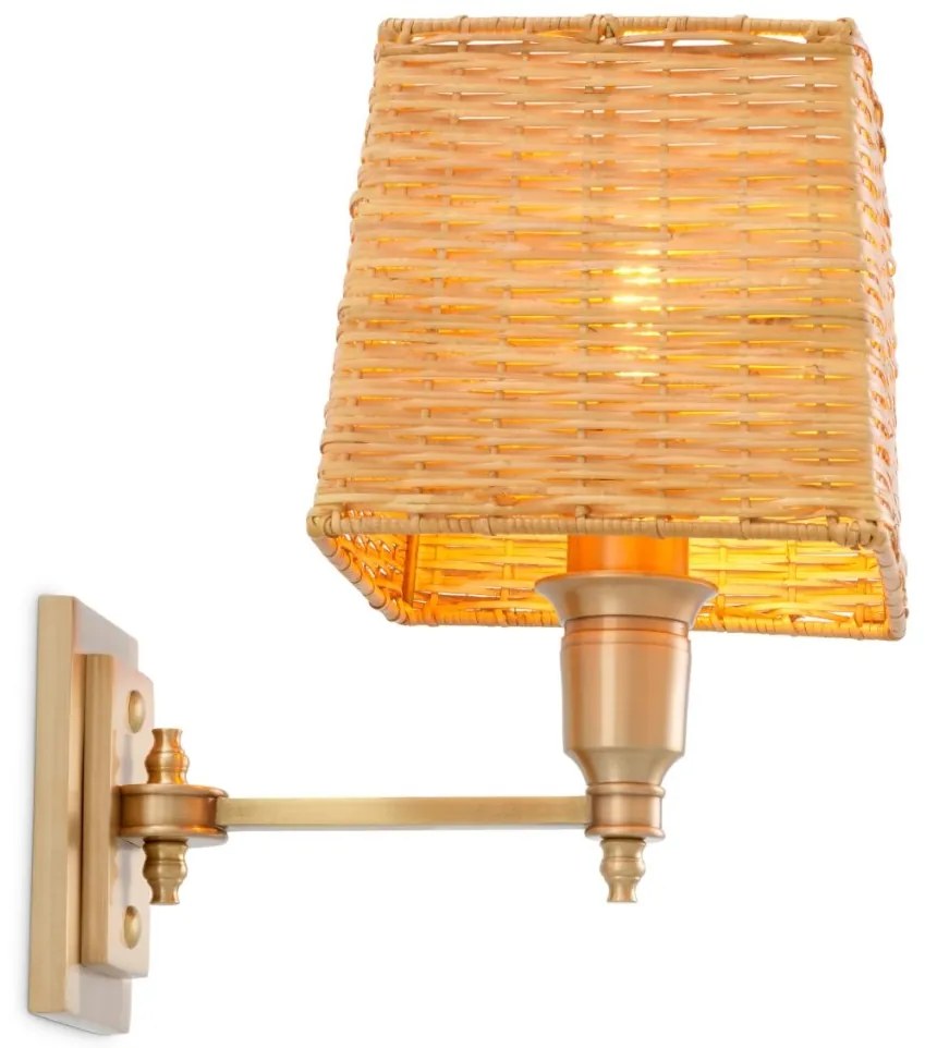 Aplica de perete LUX cu abajur din ratan Lexington alama antic