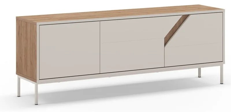 Comodă crem/în culoare naturală cu aspect de lemn de stejar 150x55x35 cm Lilou – Marckeric