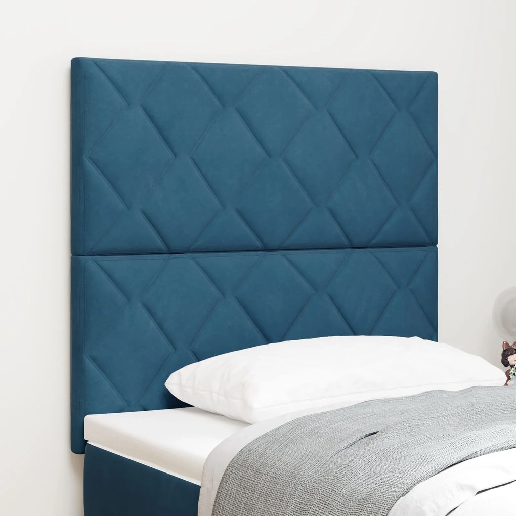 vidaXL Tăblie cap Pe perete Geometric Albastru închis 100 cm Catifea