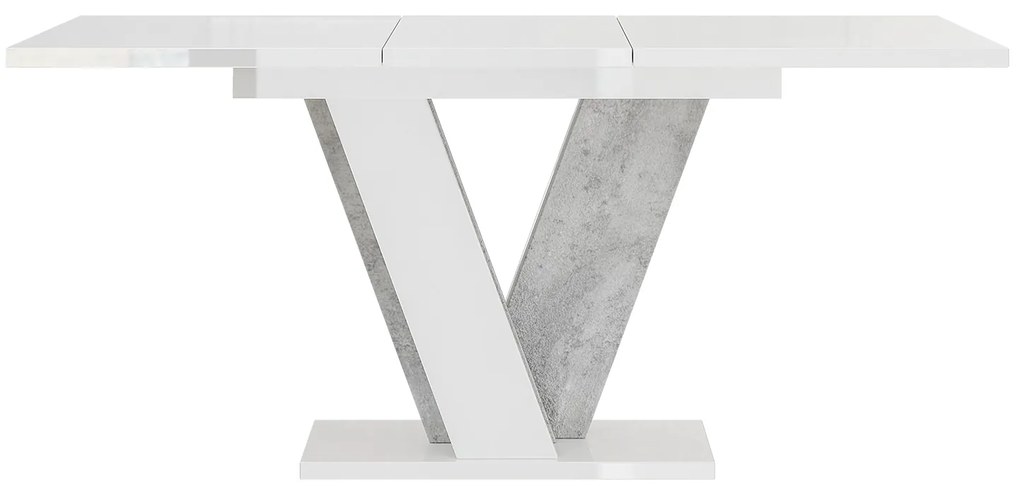 Masă de sufragerie Venag (alb lucios + piatră) (pentru 4 până la 6 persoane). 1055271