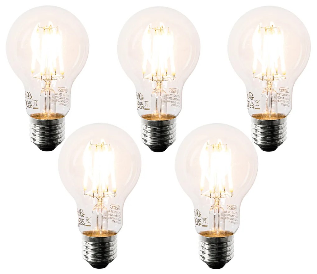Set de 5 Becuri LED E27 A60 Clare 6W 630 lm 2200K