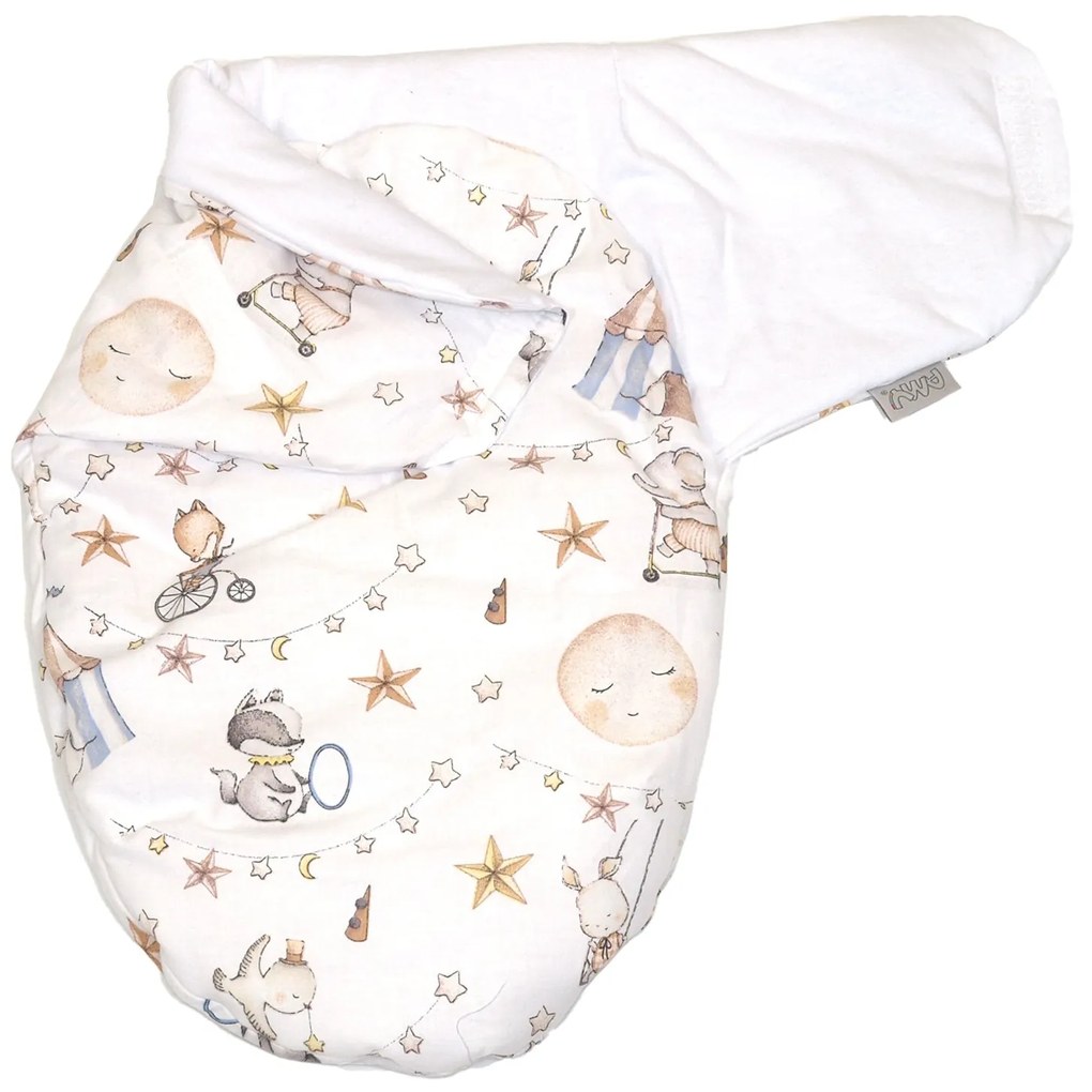 Sistem de infasare, Baby swaddle din Bumbac cu umplutura antialergica BabySoft, Circ Blue