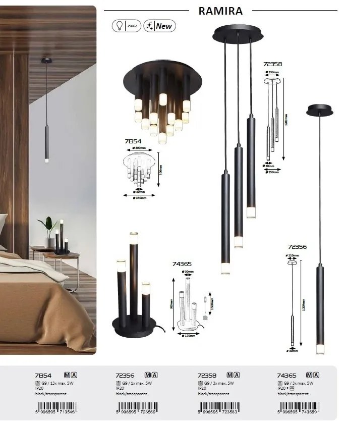 Lustra suspendata stil minimalist Ramira 3L negru