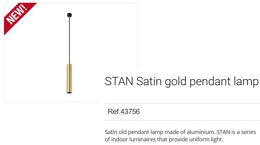 Pendul modern design minimalist STAN auriu 43756