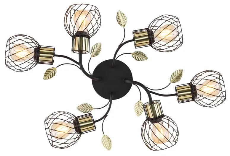 Plafoniera cu 6 spoturi design modern Lally negru, alama