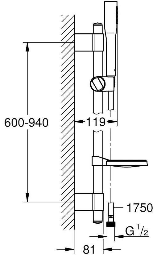 Grohe Euphoria Cosmopolitan Set dus cu bara 90 cm, 1 jet