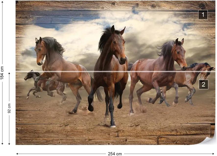 Fototapet GLIX - Galloping Horses  + adeziv GRATUIT Tapet nețesute - 254x184 cm