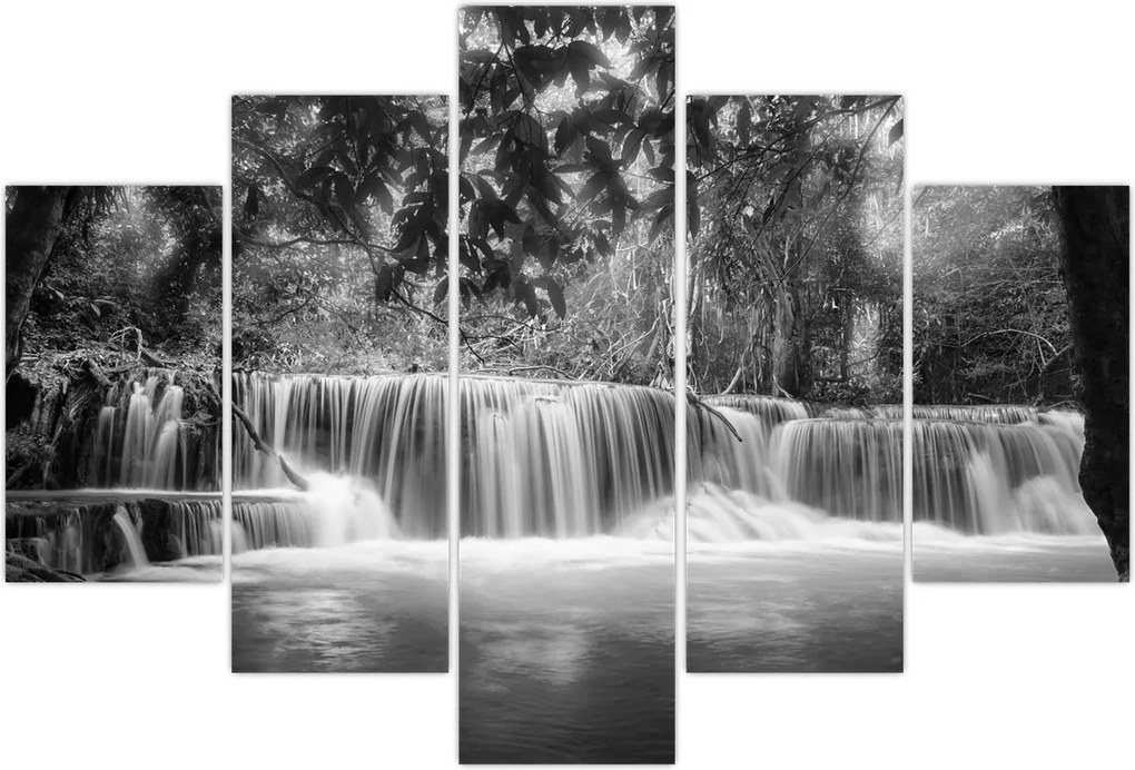 Tablou - Cascada alb-negru și alb (150x105 cm)