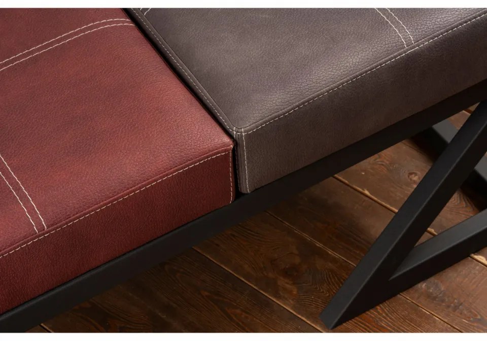 Taburet Brda, Picioare Metal, Gri Antracit/Bordo