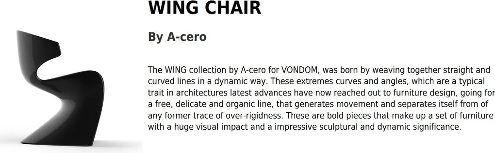 Scaun modern de exterior / interior design premium WING CHAIR 53034 Vondom
