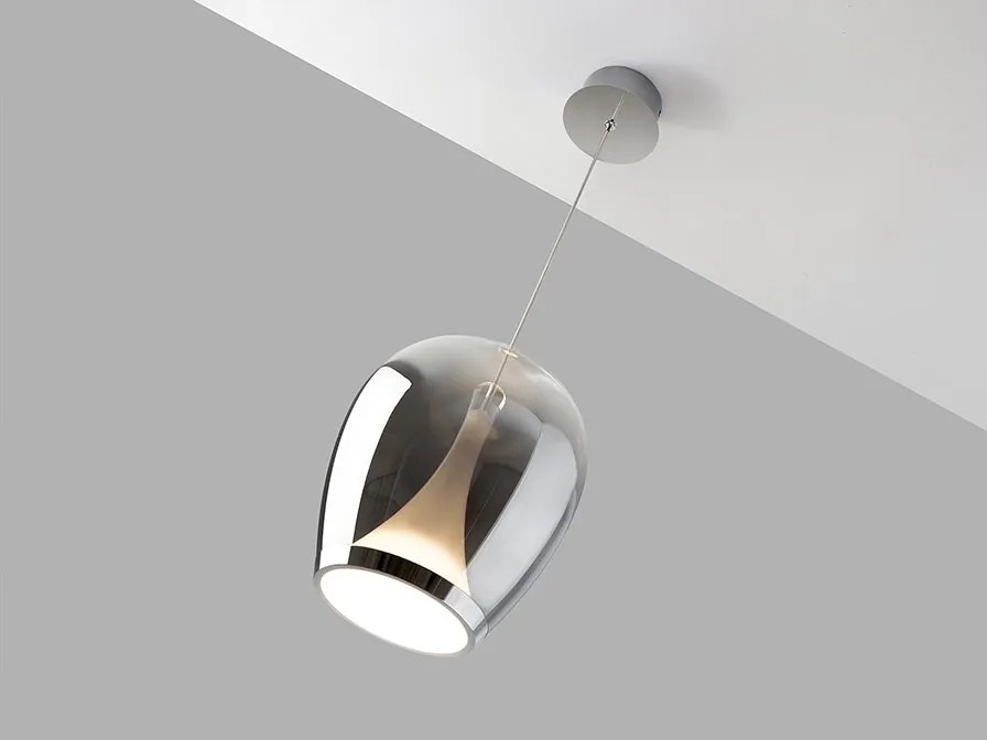 Lustra/Pendul LED modern design decorativ Suspiro D-25cm crom/fumuriu