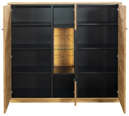 Comoda Bar Urbano Oak Cu 3 Usi, Stejar Rustic Si Negru, 140 Cm