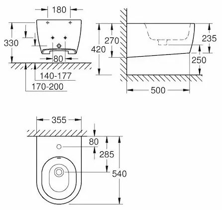 Bideu suspendat Grohe Essence alb