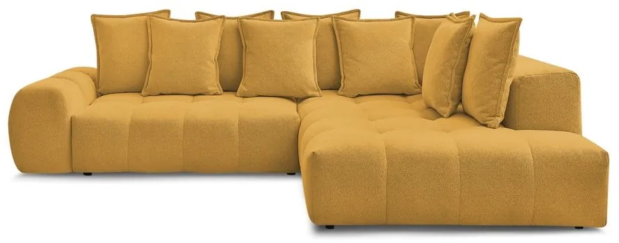 Colțar galben muștar extensibil/cu spațiu de depozitare cu tapițerie din chenille (cu colț pe partea dreaptă/în formă de ”L”) Everest – Bobochic Paris