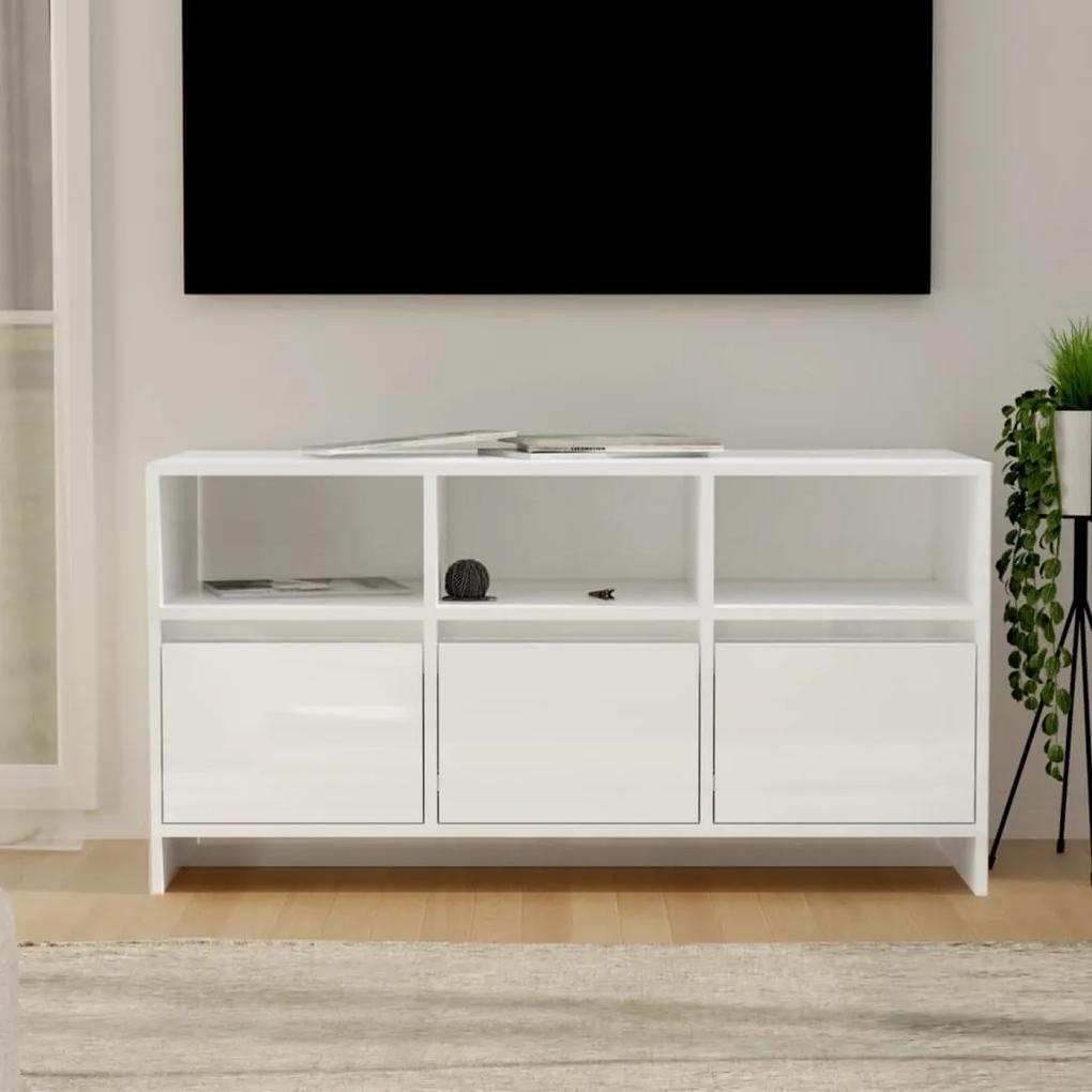 Comoda TV, alb extralucios, 102x37,5x52,5 cm, PAL