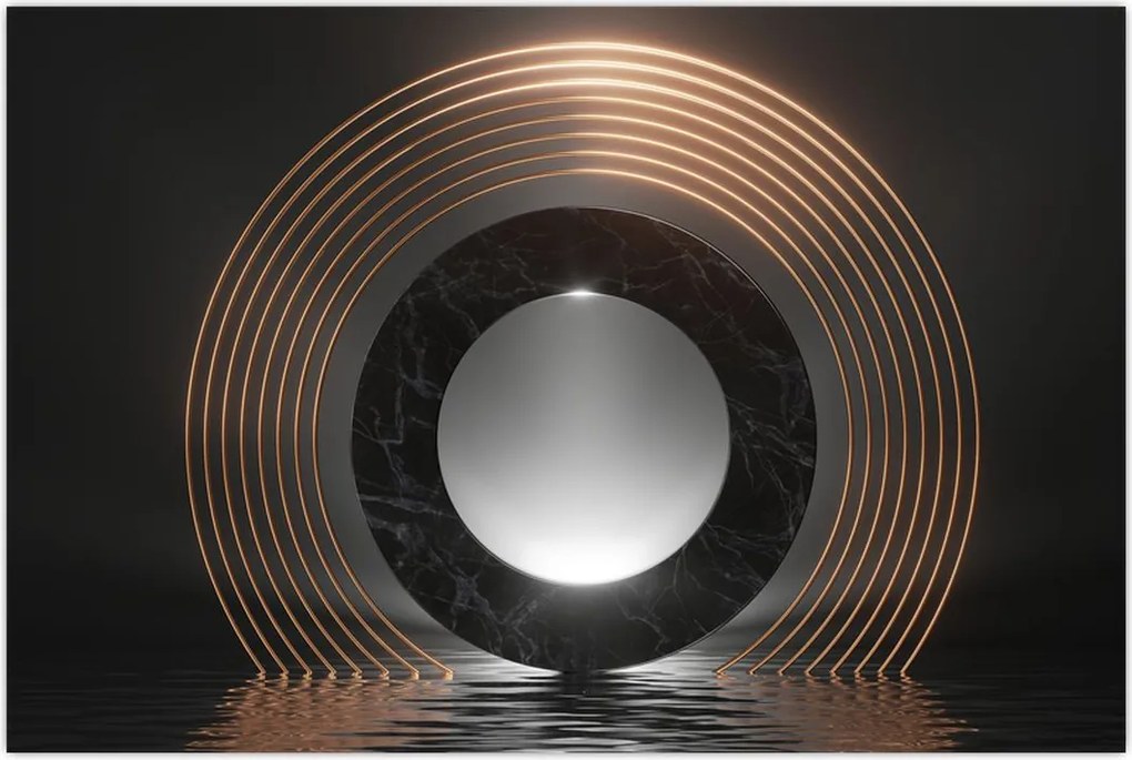 Tablou - Abstracție, luna peste apă (90x60 cm)