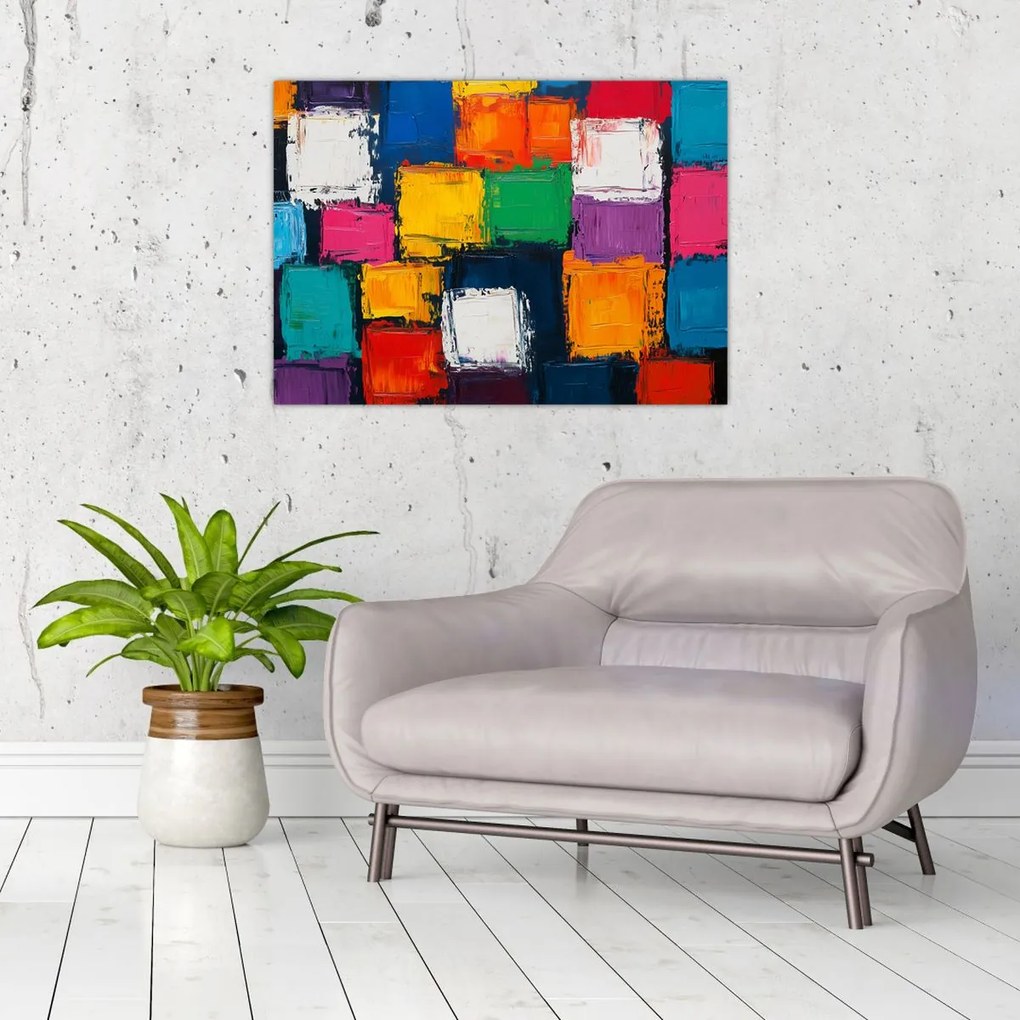 Tablou - Pictură cu pătrate colorate (70x50 cm)