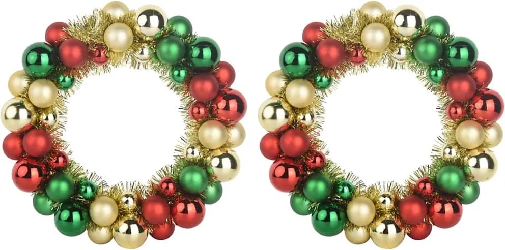 vidaXL Coronite cu bile de Craciun 2 pcs Multicolour 33 x 33 x 7 cm