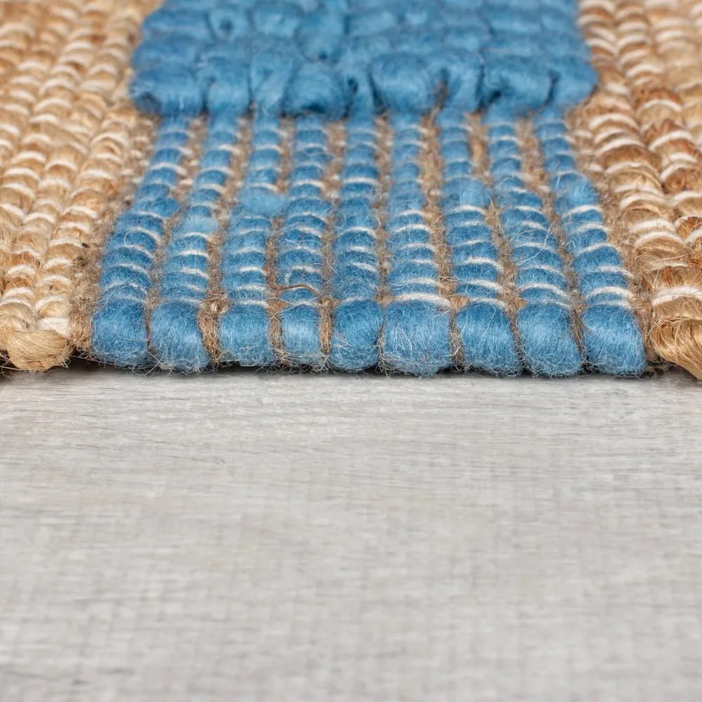 Covor tip traversă albastru/în culoare naturală țesut manual din amestec de iută 60x230 cm Medina Jute – Flair Rugs