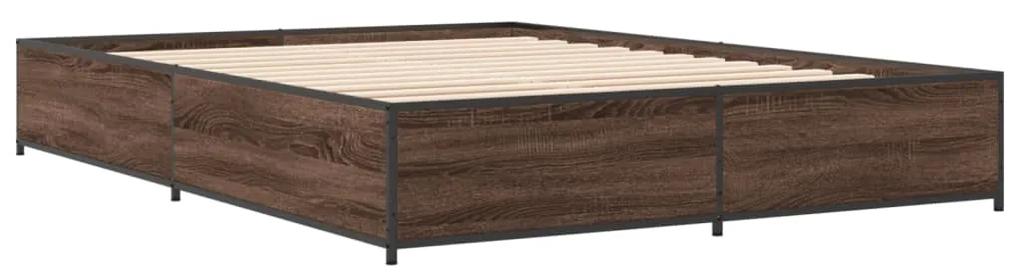 3279851 vidaXL Cadru de pat, stejar maro, 120x200 cm, lemn prelucrat și metal