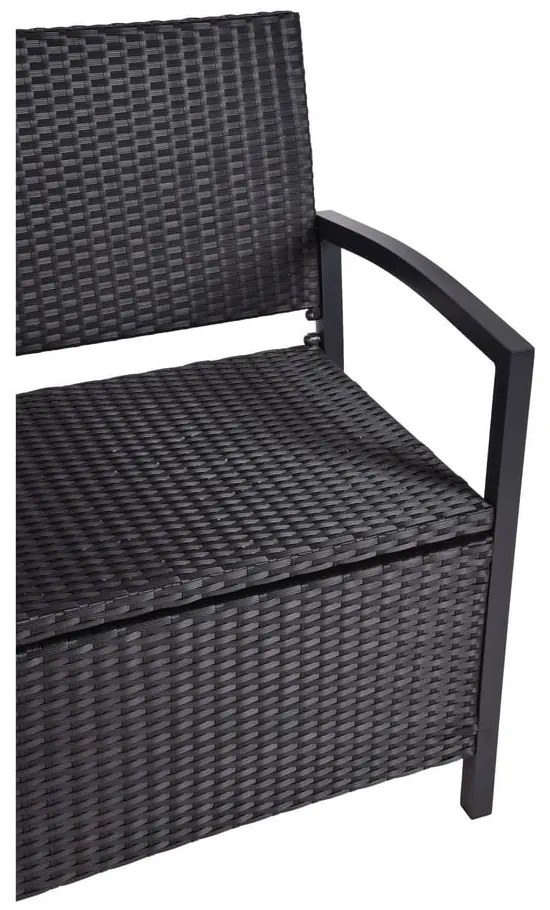 Bancă de grădină neagră din ratan artificial Ferrara – Garden Pleasure