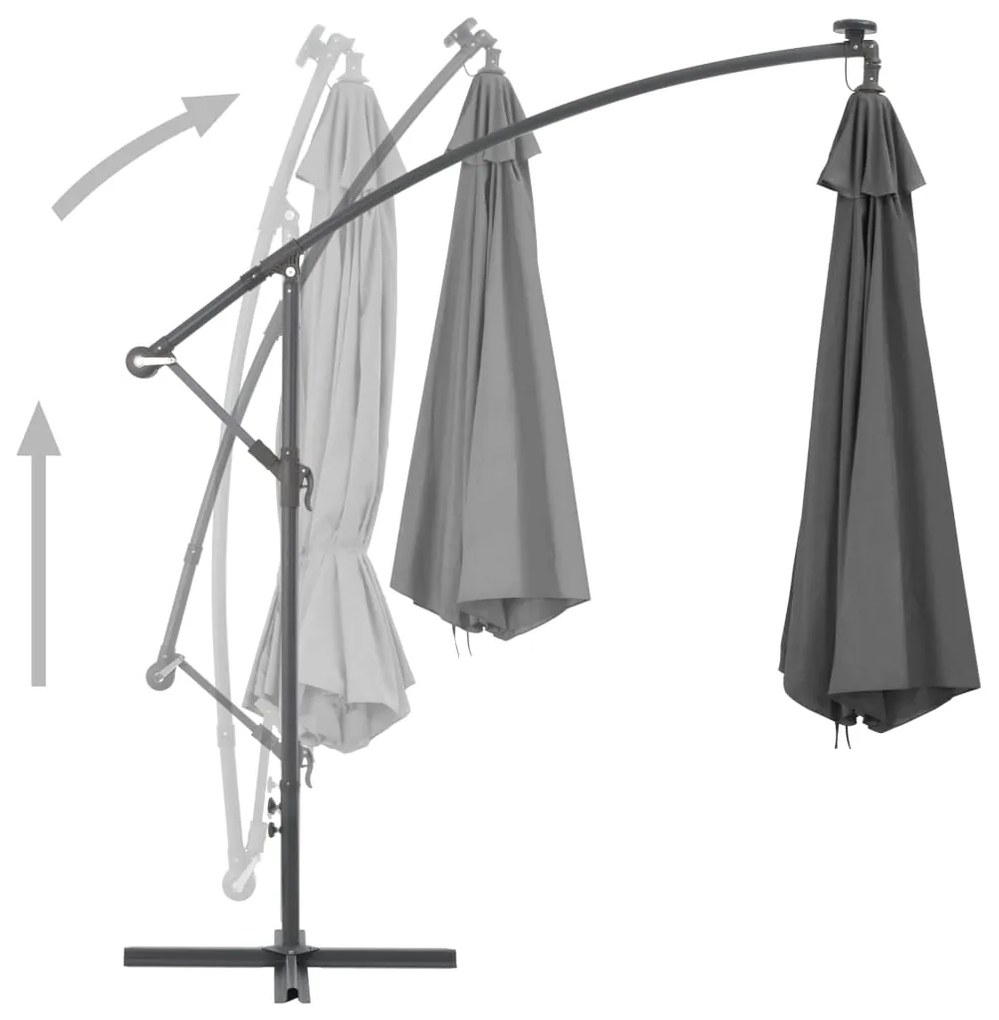 Umbrela suspendata cu stalp din otel, antracit, 300 cm Antracit