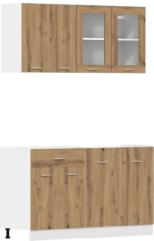 vidaXL Set dulapuri de bucătărie Lyon 4 piese Artisan Stejar lemn prelucrat