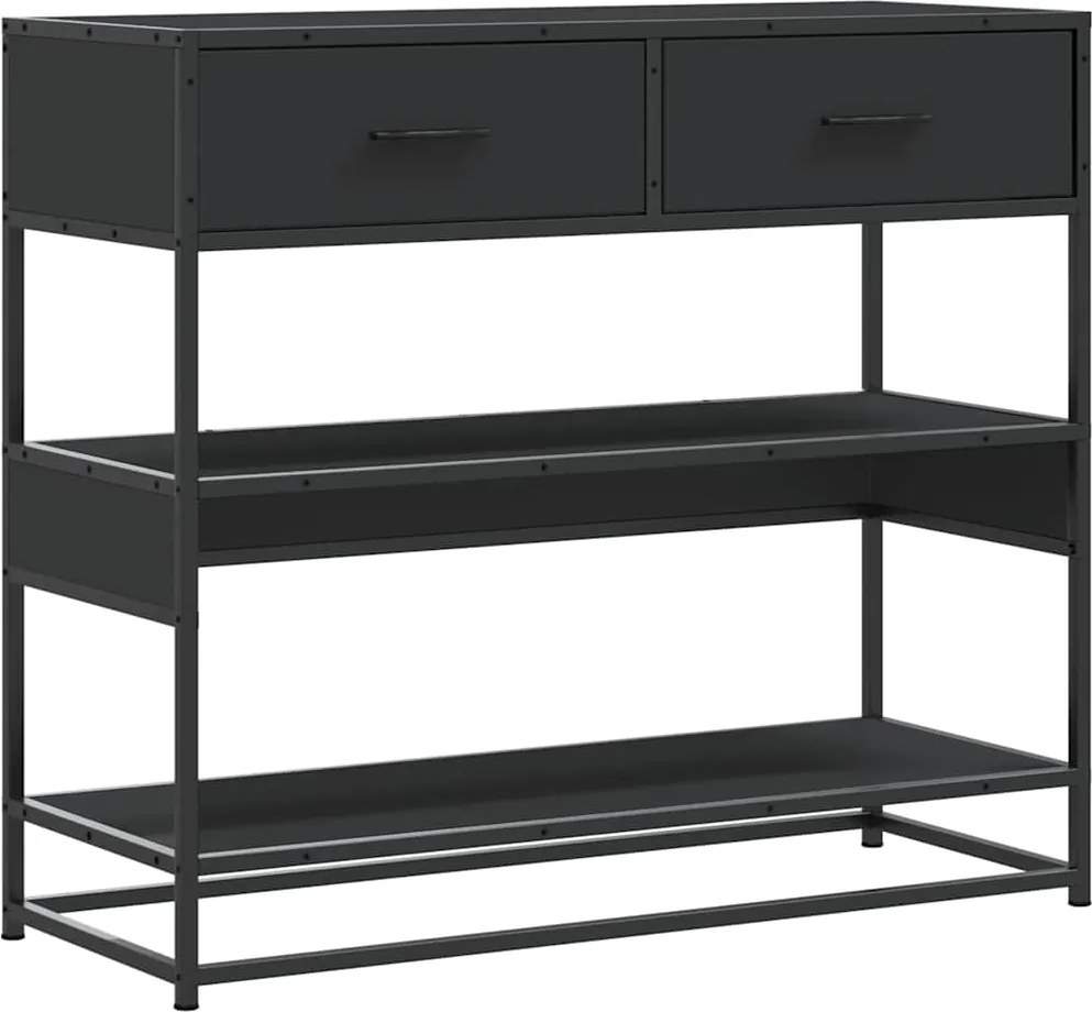 vidaXL Măsuță consolă, negru, 90x35x80 cm, lemn prelucrat