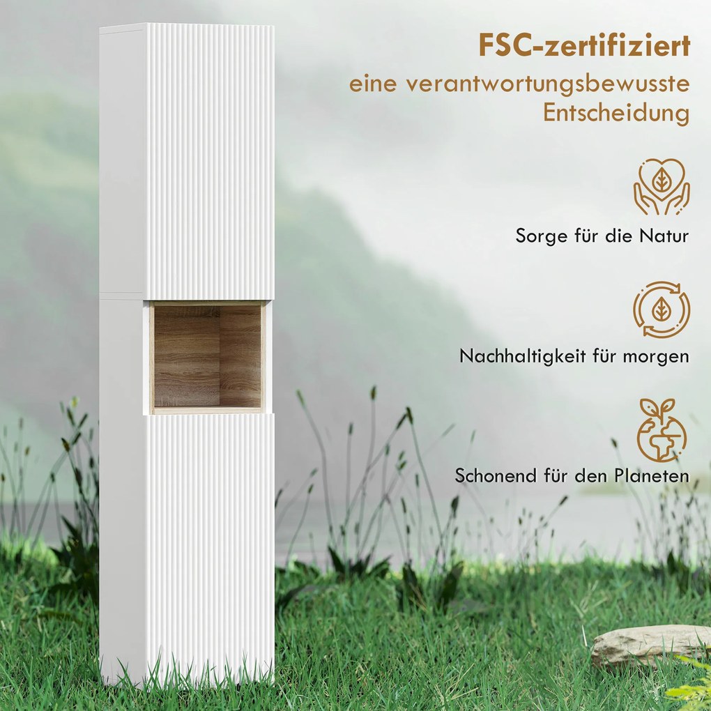 HOMCOM Dulap baie, independent cu 2 uși și raft deschis, Alb | Aosom Romania