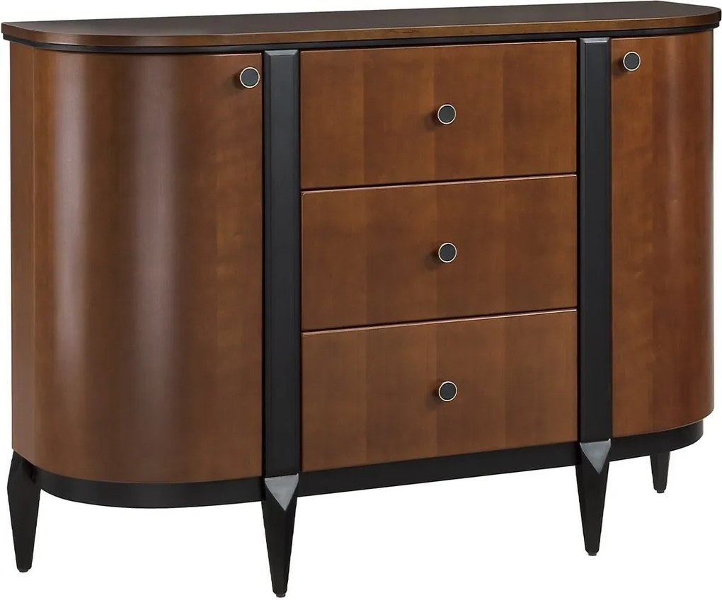 Comodă lemn masiv nuc Elegance II, 125,8 × 43 × 92,7 cm