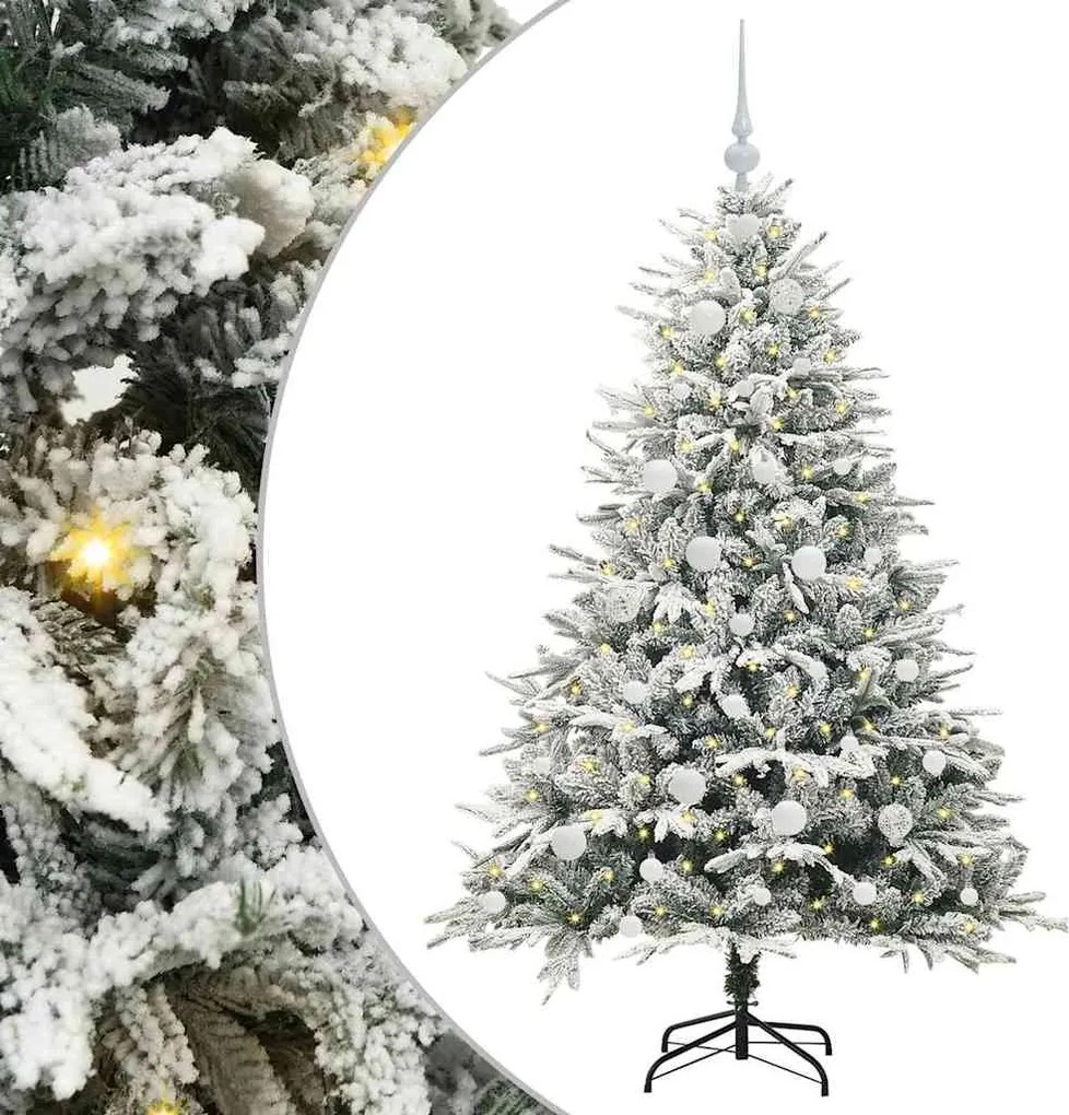 vidaXL Brad de Crăciun artificial pre-iluminat cu set de bile Verde