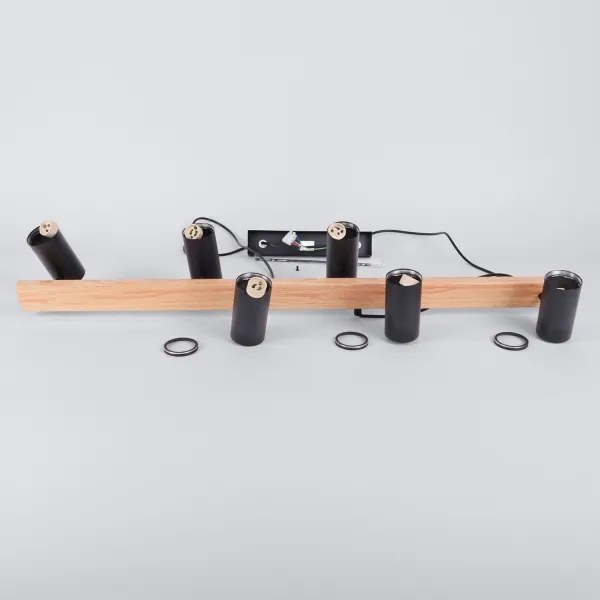 Brilagi - Lustră pe cablu SELE 6xGU10/30W/230V negru/decor stejar
